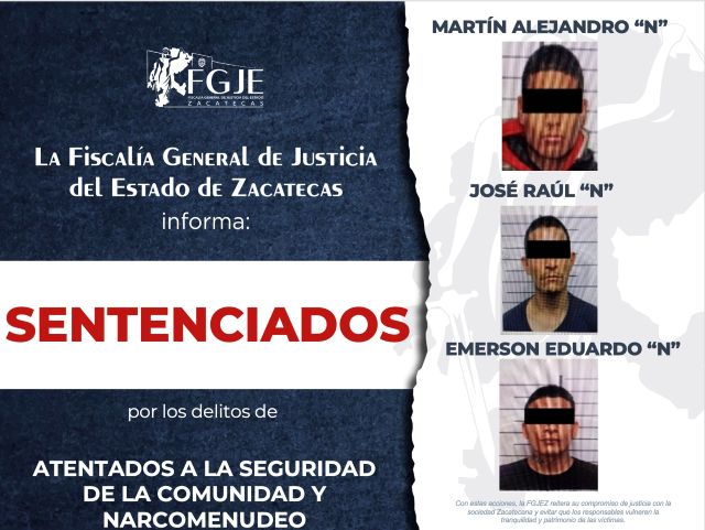 Los delitos cometidos son atentados a la seguridad de la comunidad y narcomenudeo tres detenidosd
