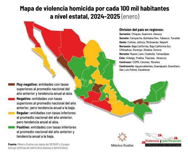 mapa del homicidio en Mex