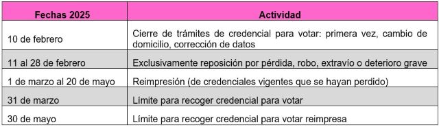 fechas INE