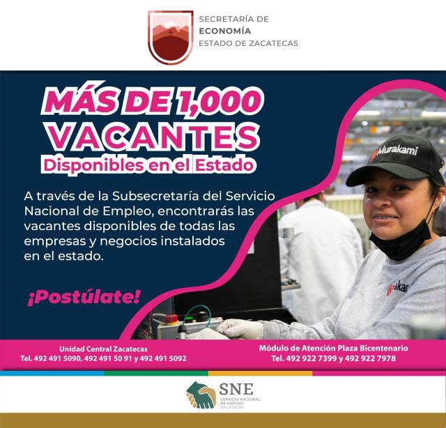 vacantes en la entidad