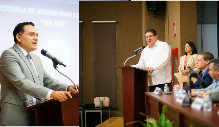 En la inauguración del encuentro, el director del Cozcyt y el rector de la UAZ Rubén Ibarra dir y rec