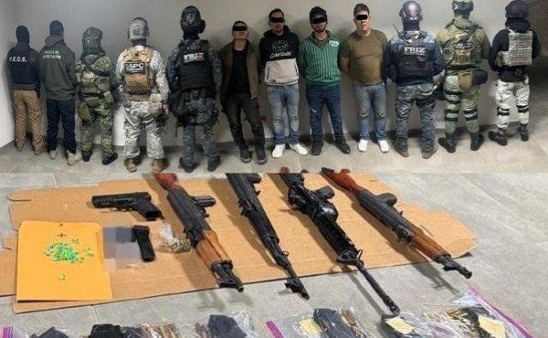 Foto de archivo Seguridad detenidos y armas