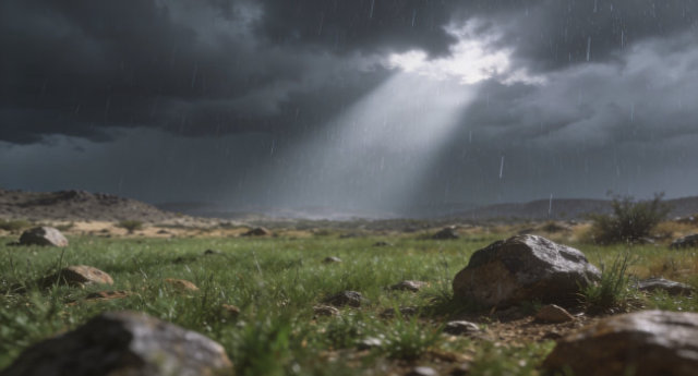 Cielo nublado con lluvia sobre paisaje zacatecano