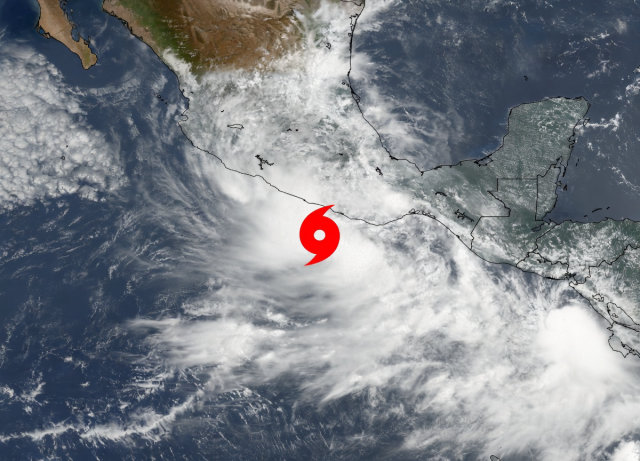 Mapa satelital de la Tormenta Tropical Boris ubicada al suroeste de Guerrero